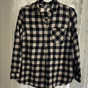 Old Navy Maternity Black and White Plaid flannel  Shirt